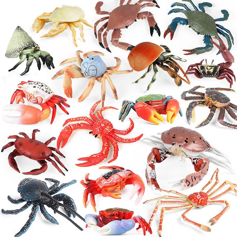 Ocean Crab Simulation Toy Set: Includes Hermit, Swimming, and Three-Spot Plastic Models