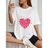 White Oversized T-Shirt With Heart Pattern For Casual Wear