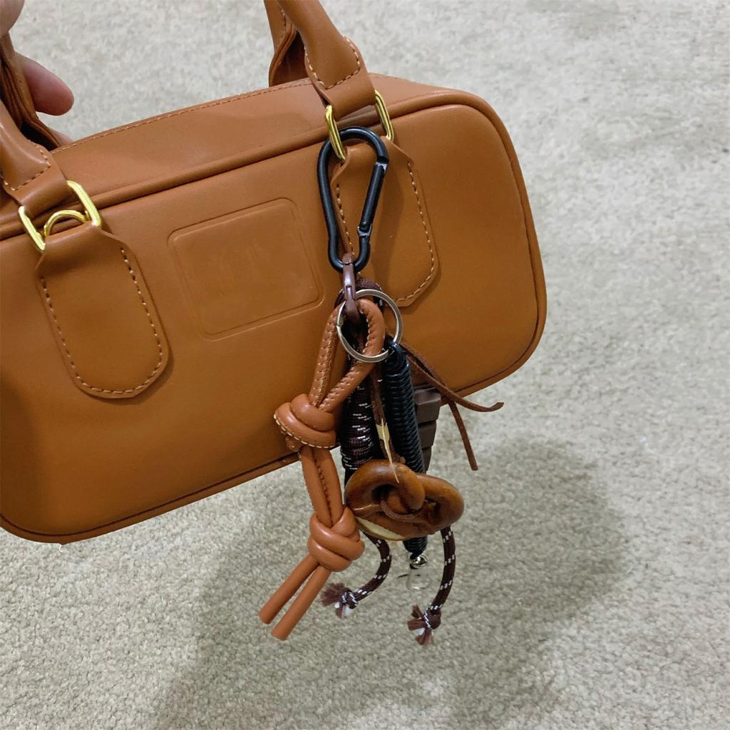 Creative Bagel Chocolate Bag Charm Rope Keychain Accessory Lightweight Practical Bags Pendant for Backpacks and Keys