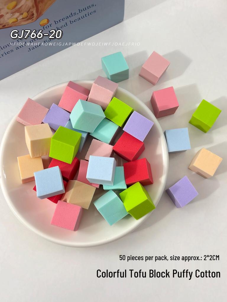 Tofu Block High-Density Blush Sponge 1cm with Stainless Steel Grip for Nail Art.