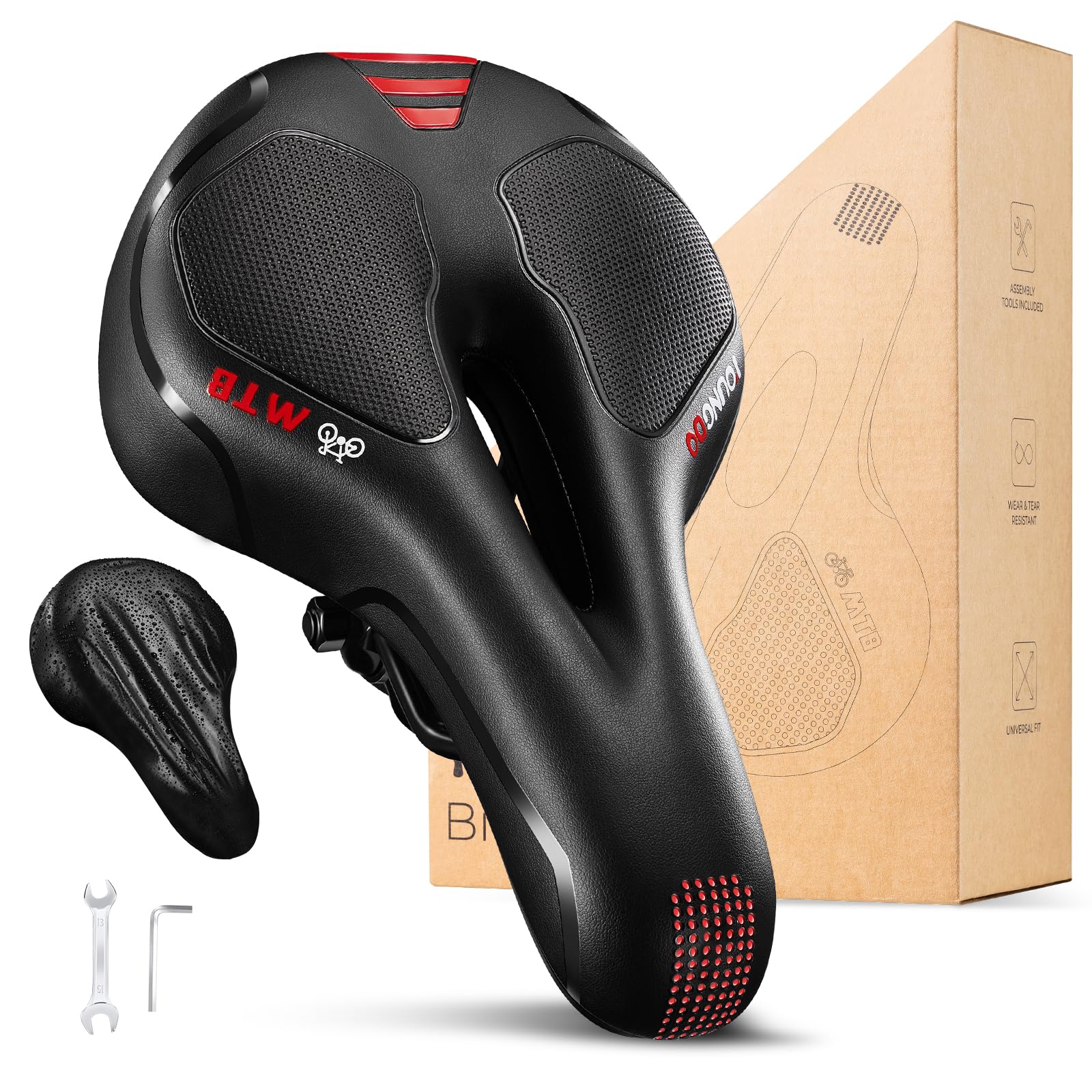 YOUNGDO Bicycle Saddle Saddle Extra Memory Foam Shock Cover Included - Cushion, Thick, Cushion, Absorption, Comfortable, Breathable,
