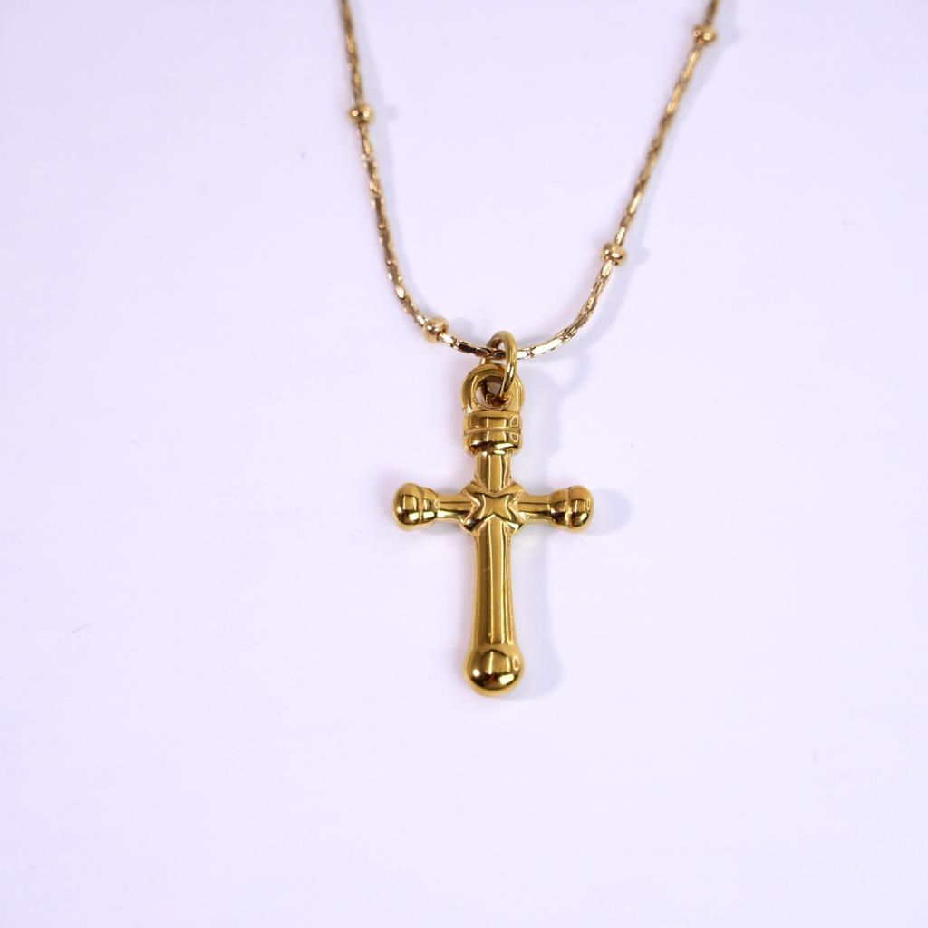 European and American High-end Cross Shape Design Necklace Set with White Diamonds Natural Pearls Hip-hop Niche Jewelry