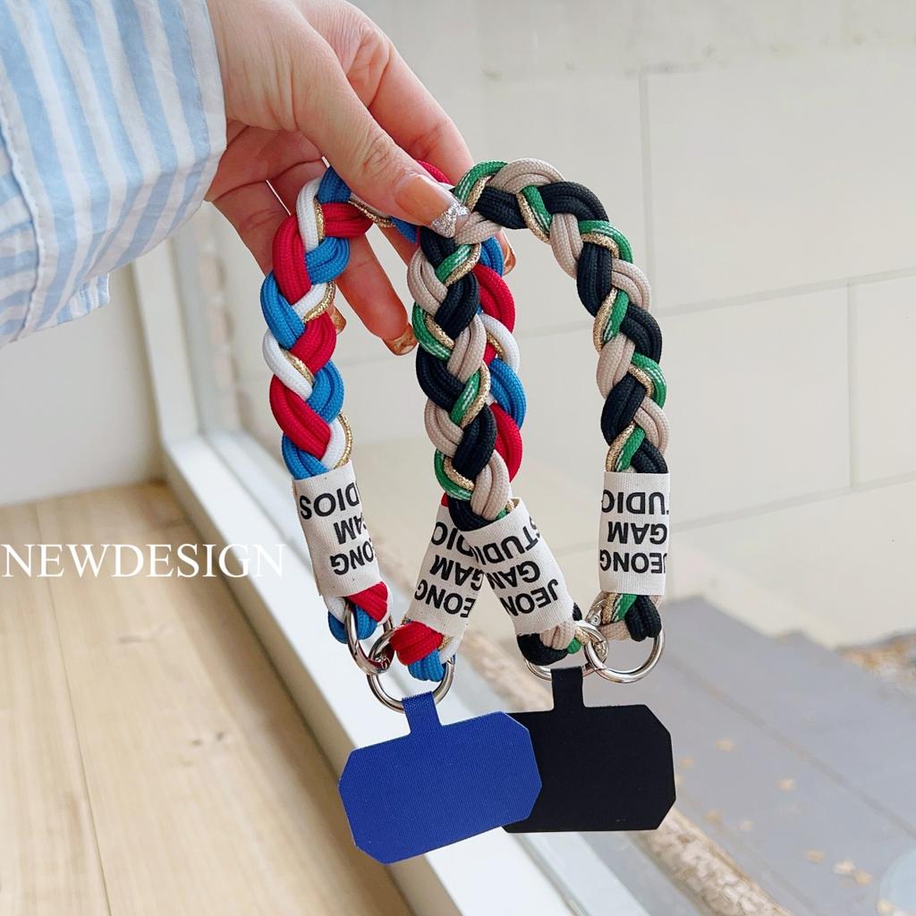 Cute Coloful Knitted Gold Wire Lanyard Phone Strap Keycord Hanging Trousers Accessories Stylish Anti-loss Keychain Wrist Rope