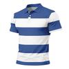 Men’s Loose Fit Striped Print Polo Shirt Short Sleeve Casual Turn Down Collar Lightweight Top for Everyday Wear