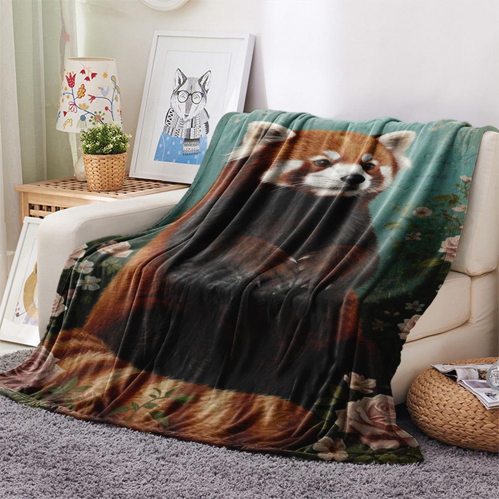 1 Stück Retro Realismus Druck Flanell Decke, Hohe Qualität, Bequem für Alle Jahreszeiten, Heimdeko, Wärme und Komfort