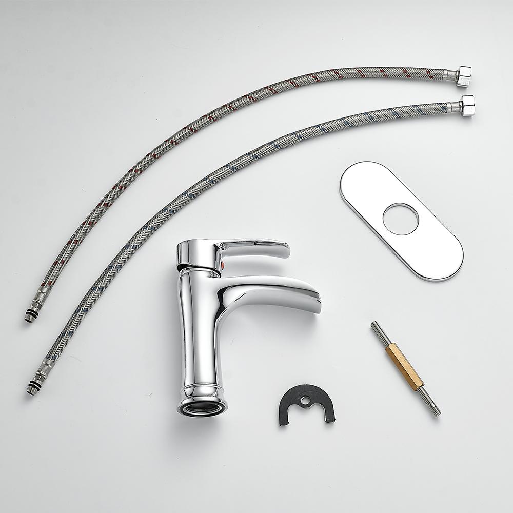 Luxury Design Brushed Nickle Hot and Cold Waterfall Single Hole Single Handle Deck Mounted Basin Mixer Bathroom Faucet