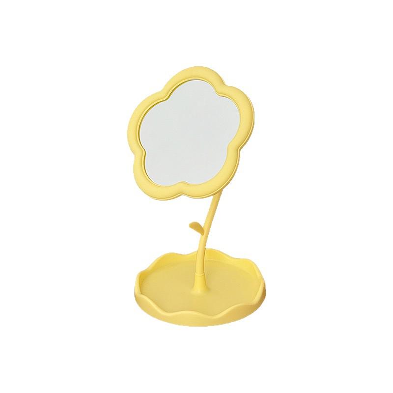 Floral Makeup Mirror: Chic Desktop Vanity Accessory for Women and Students, Portable and Perfect for Dressing Tables