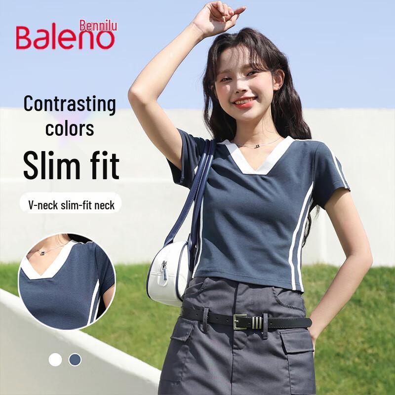 Baleno Women s Contrast Slim Fit Crop Top T-Shirt L