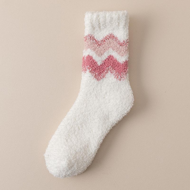 

Носки Coral Velvet женские осенне-зимние толстые носки средней длины волнистые носки теплые носки-полуноски 1 Pair белый