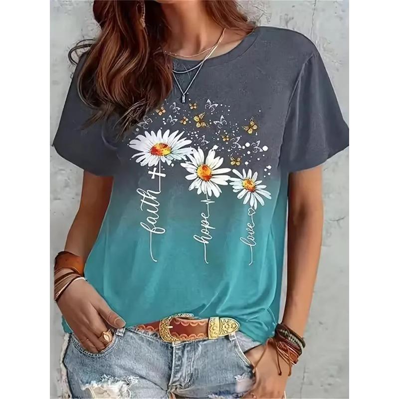 3D-gedrucktes Damen-T-Shirt Sommer Atmungsaktiv Vielseitige Mode-Tops