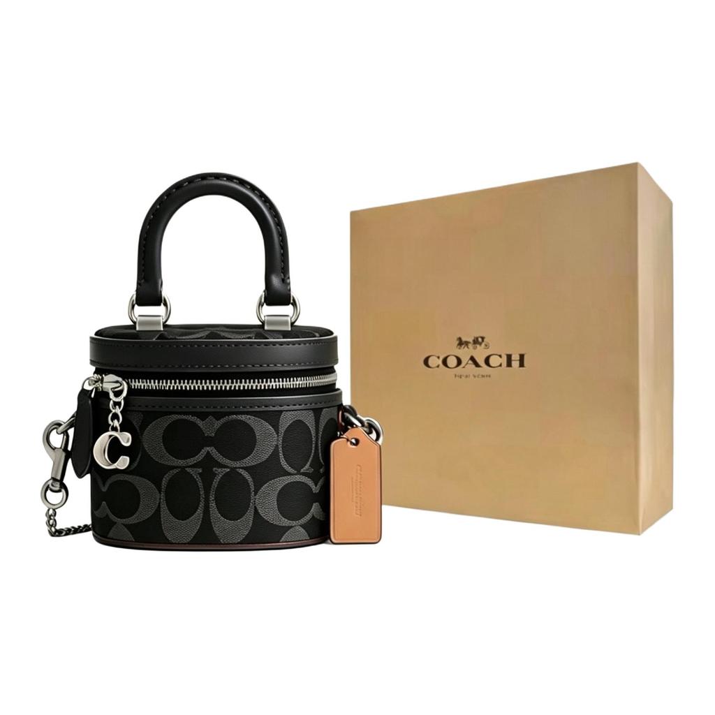 Coach Trail 12 Zipper Closure Iconic Denim Mini Shoulder Crossbody Bag Women Handbags Black CT097-LHBLK