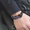 2026 New Beads Tiger's Eye Stone Bracelet for Men Four Layers Leather Bracelet with Stainless Steel Magnet Male Jewelry Gift