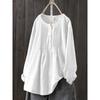 Loose Cotton and Linen Long Sleeved Women's Round Neck Women's Shirt