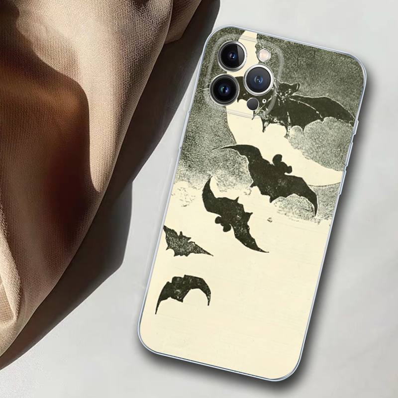 Goth Vampire Bat Phone Case For iPhone 14 13 12 11 Pro Max XS X XR SE 2020 6 7 8 Plus Mini Transparent Shell