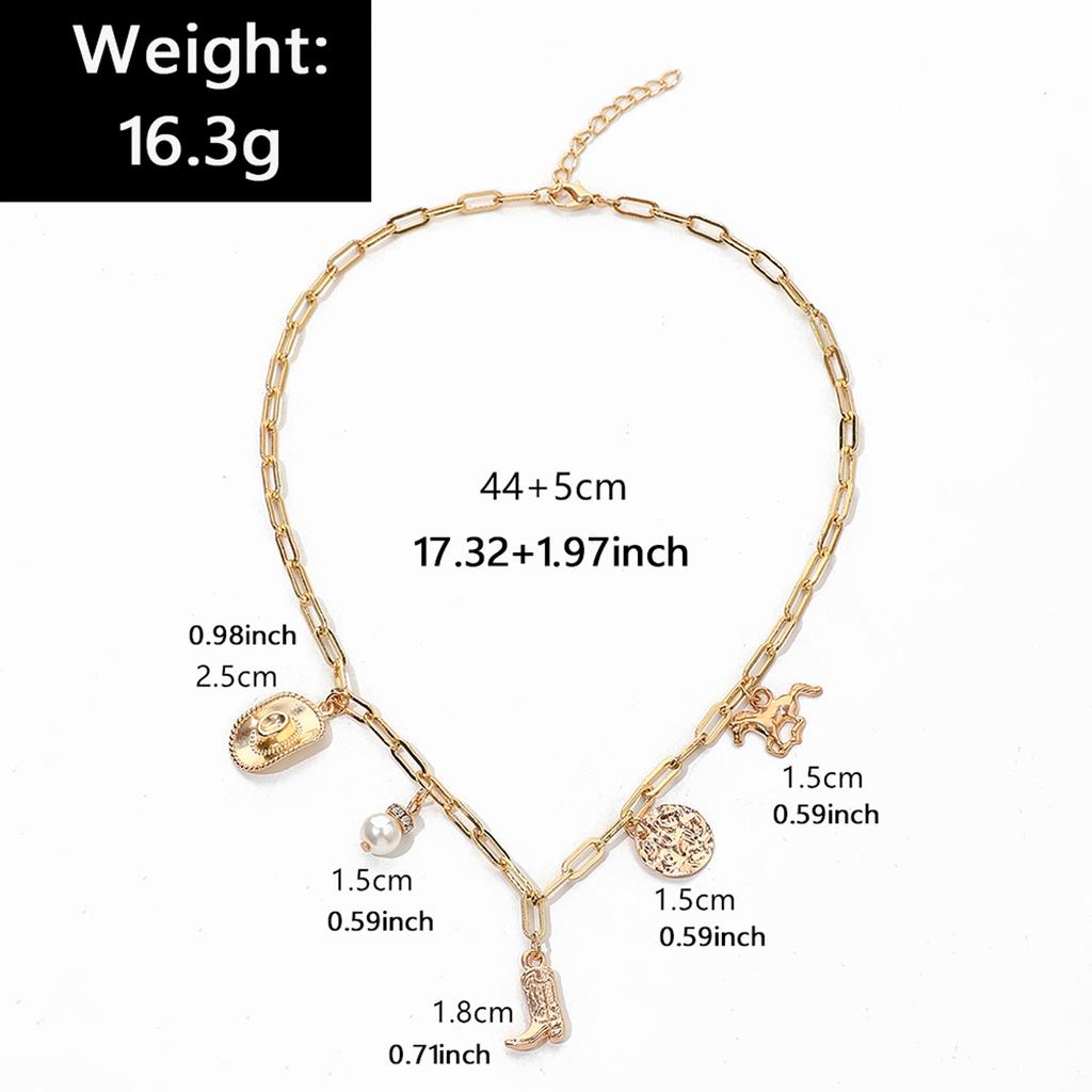 Fashionable Western Theme Necklace with Cowboy Hat and Boot Pendants for Women Seeking Unique Style