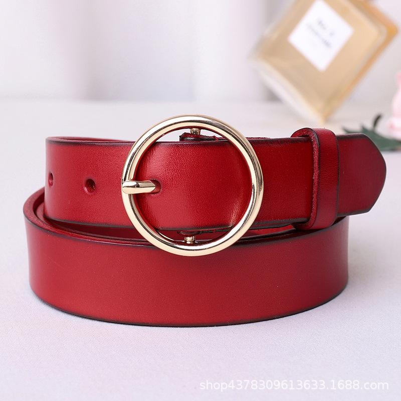 Ins Style Women'S Belt Women'S Jeans Versatile Internet Celebrities With The Same Simple Fashion Leather Pin Buckle Jeans Belt
