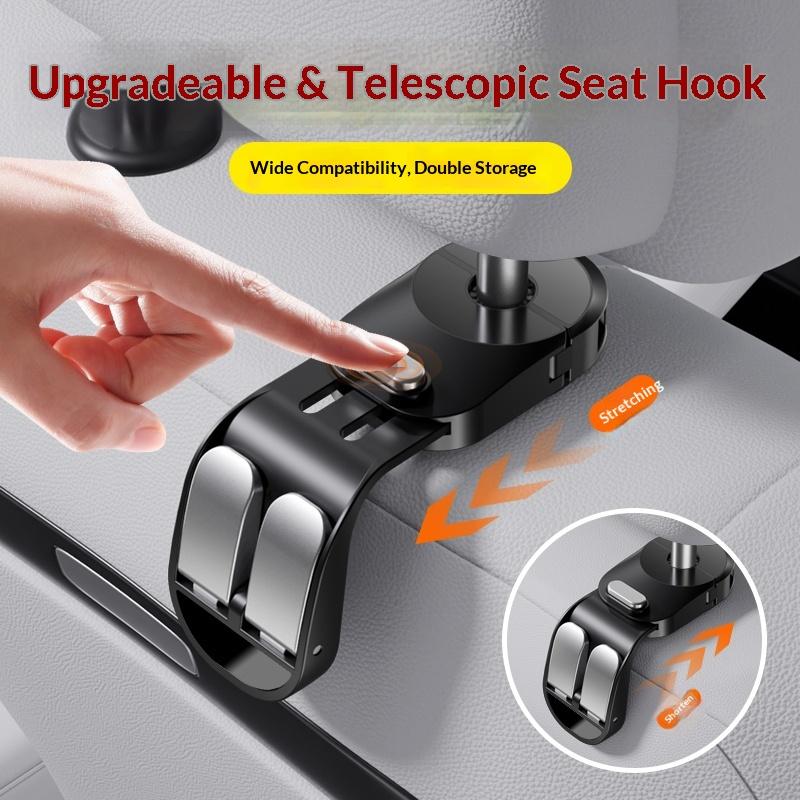 Quality 2 In 1Car Headrest Hook Premium Foldable Rear Seat Hanging Dual Hook 25KG Large Load-Bearing Alloy Hook Hanger Universal