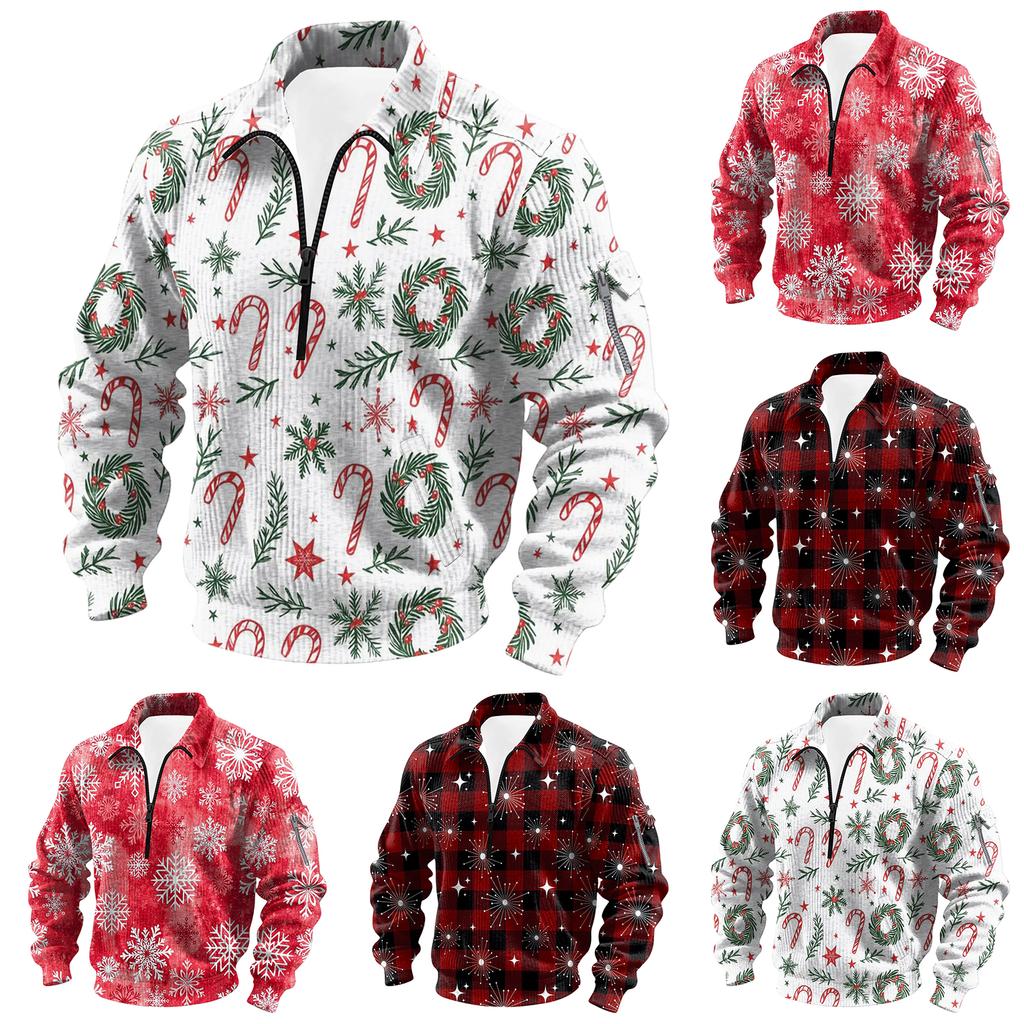 Men's  Flip Collar  Long Sleeves  Half Zipper  Hoodie