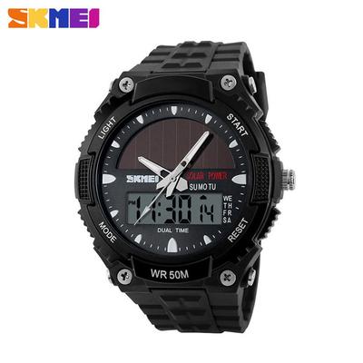 Mode Solar Power Dual Time Sport Militärische wasserdichte Armbanduhr