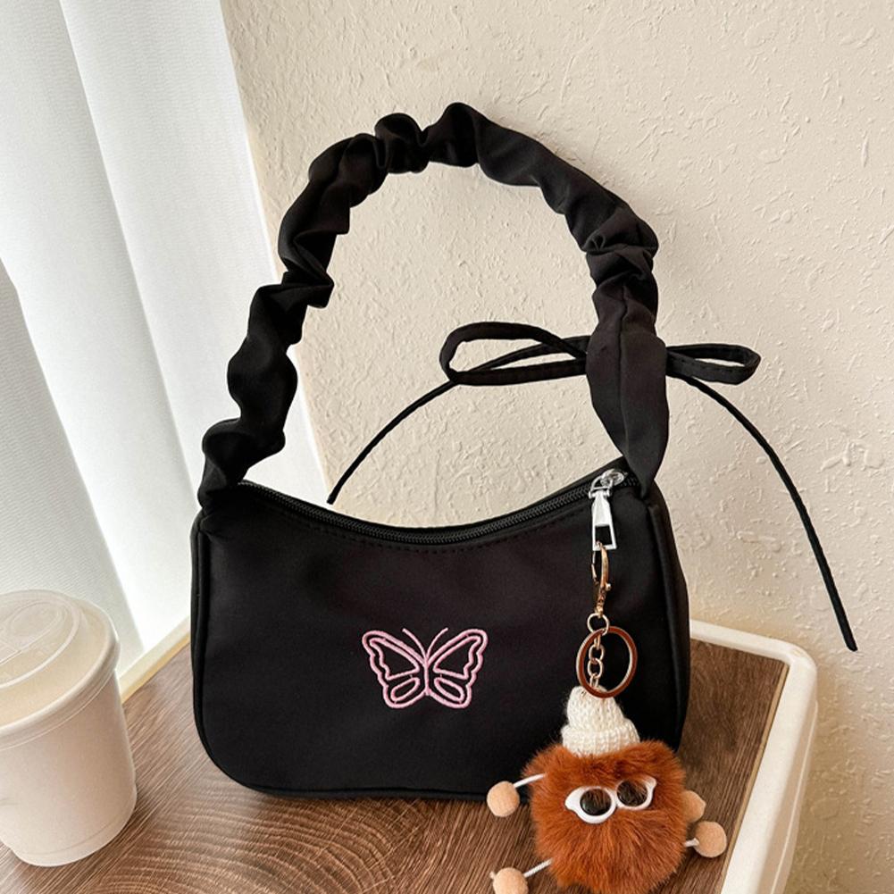 Fashionable Armpit Bag For Women Embroidery Butterfly Bag Bow Y2k-Style Bag Shoulder Makeup Lip E7T4