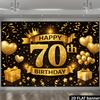 2D Plane 70th Birthday Party Background - Black and Gold Crown Theme, Both Indoor and Outdoor Celebration of 70th Anniversary