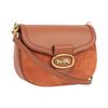 Coach Kat 25 Solid Color Logo Embossed Nameplate Clasp Closure Leather Saddle Bag Women Saddle Bag Brown CJ394-B4L4A