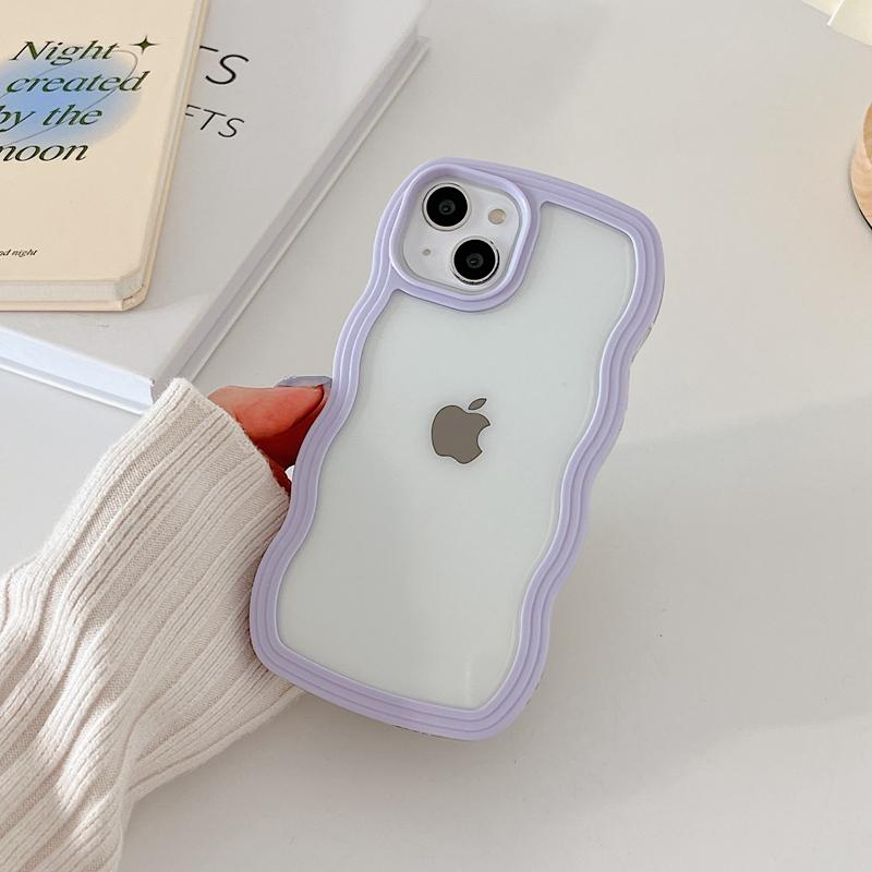 Soft Wavy Lines Phone Case For Iphone 11 12 13 14 15 Pro Max XS Max X XR 7 8 Plus SE  Candy Bumper Transparent Cases Cover