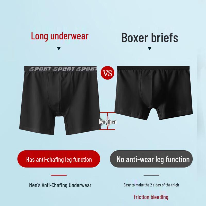 Langsha Men's Extended Length Anti-Chafing Boxer Briefs