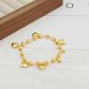 Heart-shaped Bell Gold Pendant Bracelets Elegant Multi Bead Cuban Chain  Daily