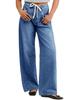 Damen High Waist Baggy Weite Beine Jeans Kordelzug Boyfriend Denim Hose