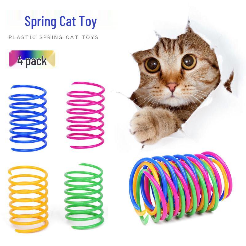 

Красочная Прыгающая Игрушка-Кот на Пружине - Мяч для Самостоятельной Игры для Питомца