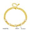 Luxury French Stainless Steel Gold Plated Heart Pave Bracelet Women Cuban Link Rhinestone Charm Bracelet Valentine's Day Gift Daily Wear