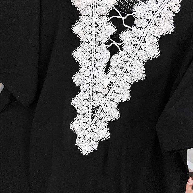 Plus Size V-Neck Loose Mid-Length Short-Sleeve T-Shirt for Women