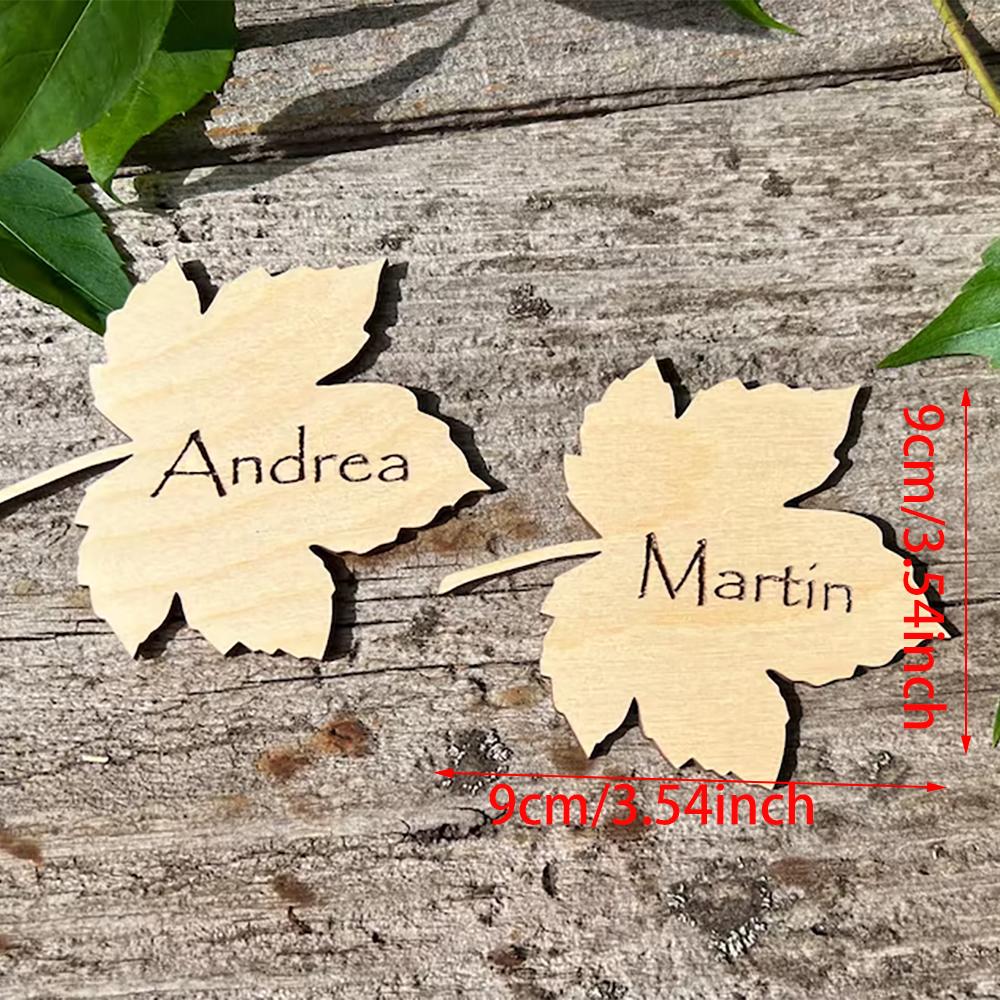 Personalized 4Pcs Maple Leaf Place Cards Autumn Wedding Favor Guest Place Cards Thanksgiving Wooden Name Tag Bridal Shower Gift