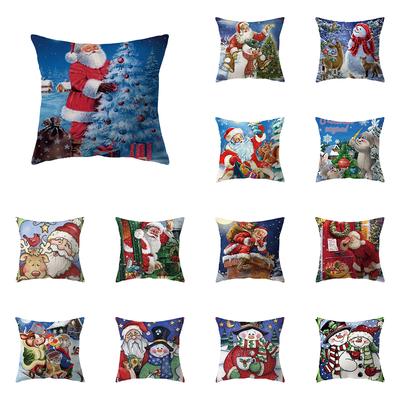 Kissenbezug mit Weihnachtsmann-Druckmuster, für Zuhause, Wohnzimmer, Sofa, Dekoration, Polyester, Kissenbezug