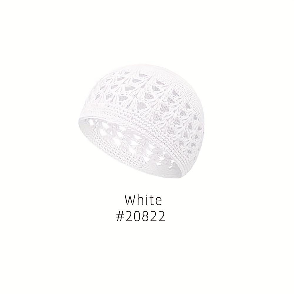 

Дышащие кружевные шапочки для волос, эластичные вязаные шапки-бини, вязаные вручную сетки для волос. белый