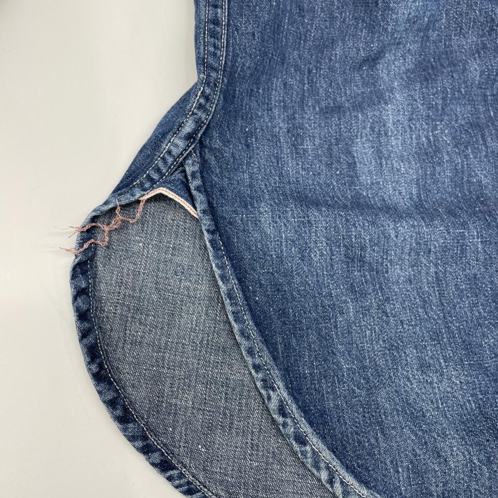 RRL Indigo Metal Button Shawl Collar Denim Shirt Tops M IndigoUsed