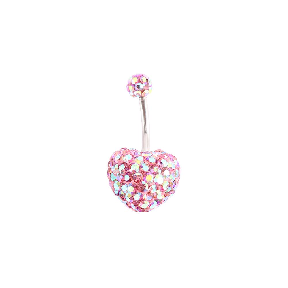 Colorful Heart Crystal Belly Button Rings Surgical Steel Belly Bar Navel Piercing Jewelry Hot Summer Women Body Piercing Jewelry
