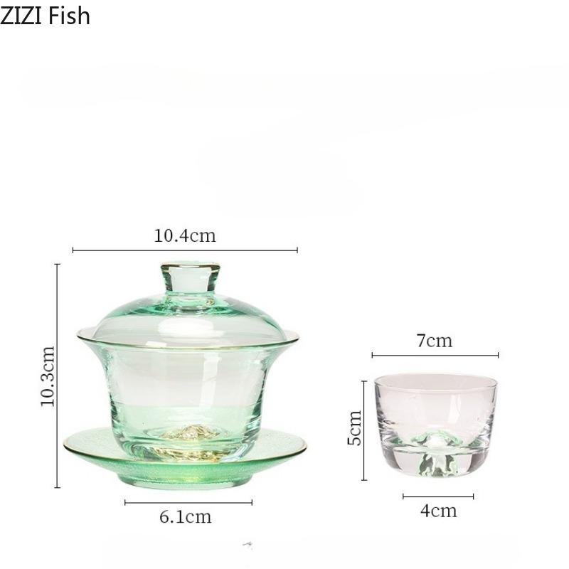 BRGold Plating Crystal Glass Tea Bowl Tea Cup HomeHandmade Crystal Glass Teacup Teabowl Thickened Kung Fu Tea Set Ceremony GiftEY