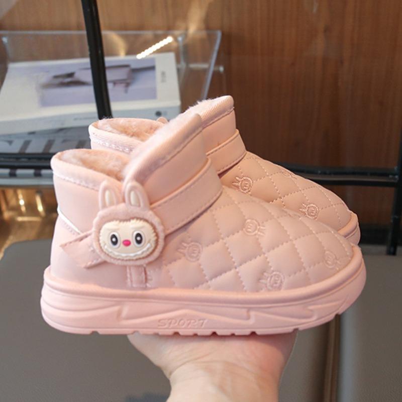 

Girls Winter Snow Boots Princess Cotton Boots Fur-lined Girls Big Cotton Shoes Warm Fleece-lined Short Boots 37 розовый