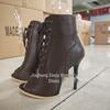 Women's Black Lace-up Ankle High Heels Jazz Dance Shoes with Soft Sole