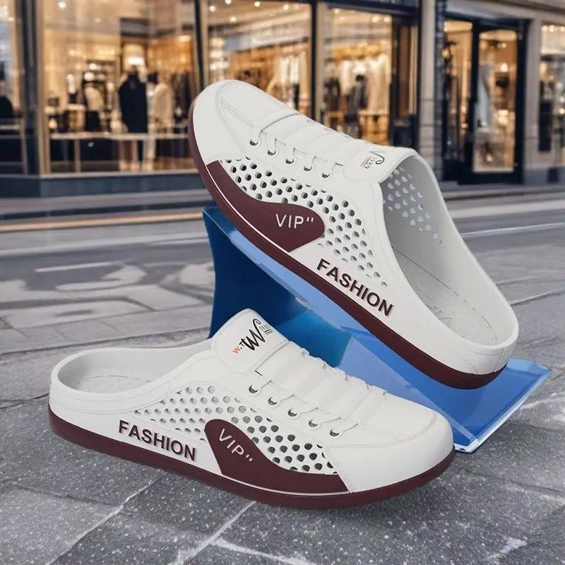 Fashion Website Sandals Man Hole Breathable Shoes Height 2025 Fashion Summer Sale Casual Adult Pvc Fun Y2k Low Price Slippers for Men