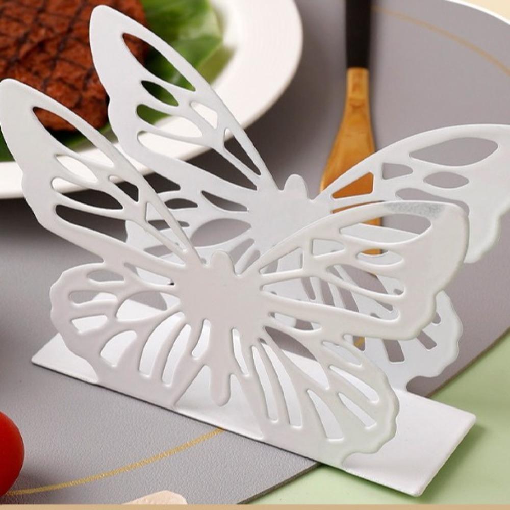 Square Base Iron Napkin Storage Stand Vertical Design Elegant Kitchen Decoration Cafe