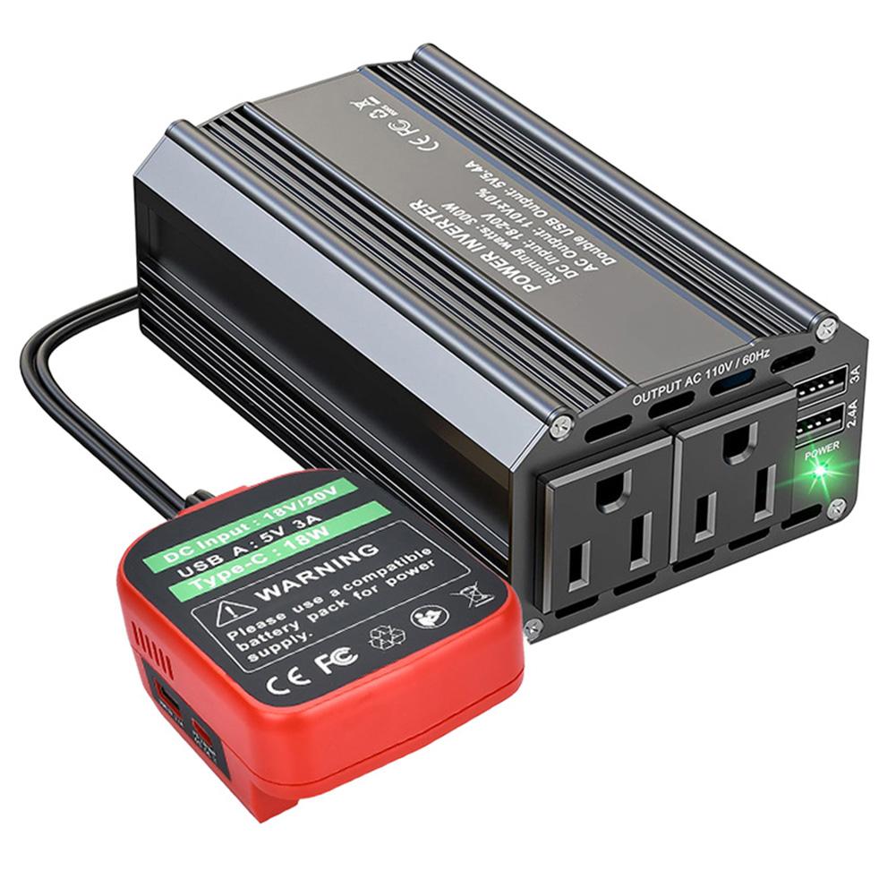 

300W Portable Inverter for 18V and For 20V Batteries DC to AC Converter with USB Charging for Power Tools and Small Devices C