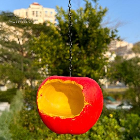 Weather-resistant Bird Feeder Fruit Shape Hanging Feeder, Outside Resin Bowl, Weather-proof Feeding Station for Outdoor Garden Patio Yard