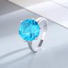 Women's Jewelry Silver Rings Blue Zircon Oval Wedding Ring For Women Girls Party
