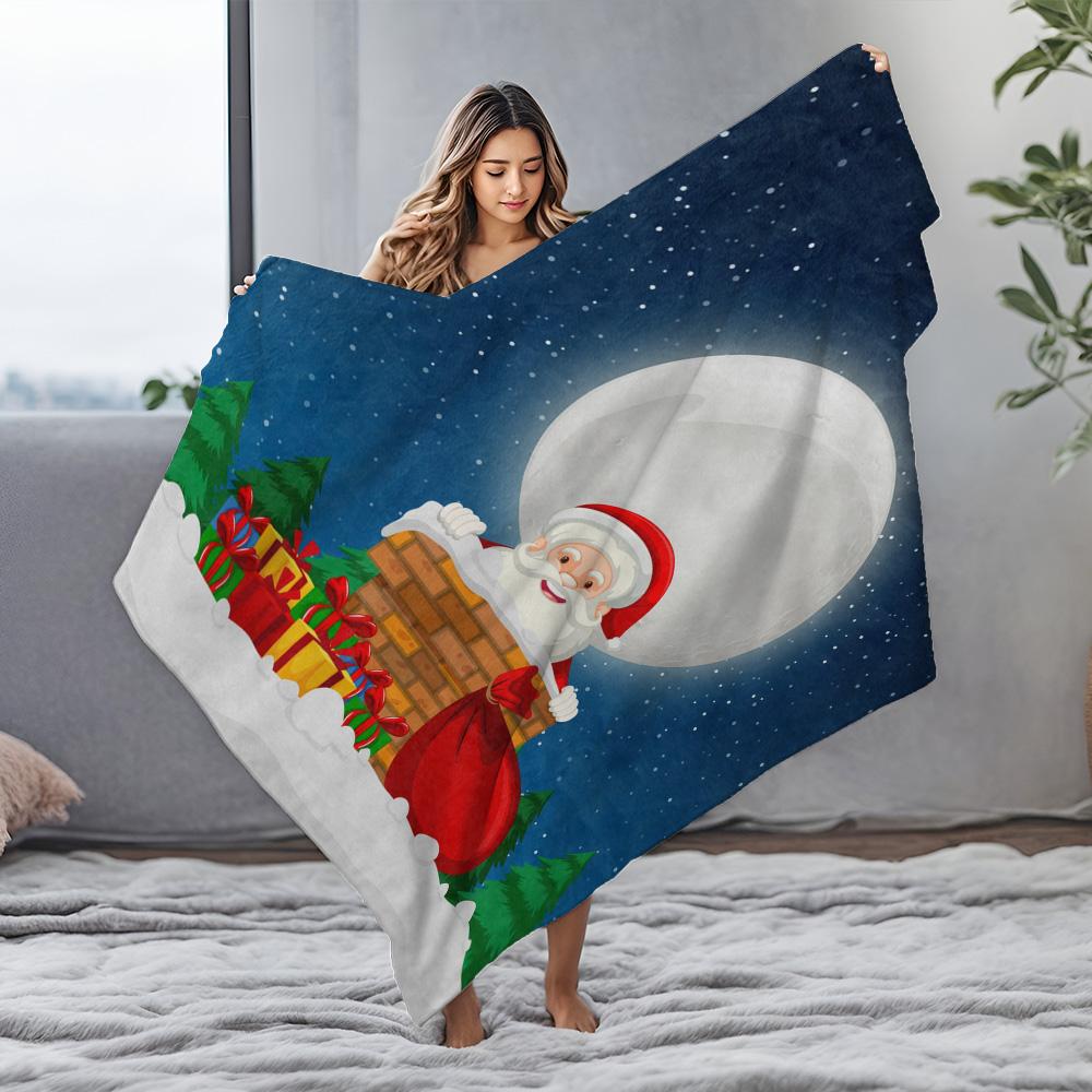 TU Christmas Throw Blanket Cozy Reindeer Santa Claus Holiday Decor Festive Gift Xmas Bedding Soft Warm Home Decoration Holiday S