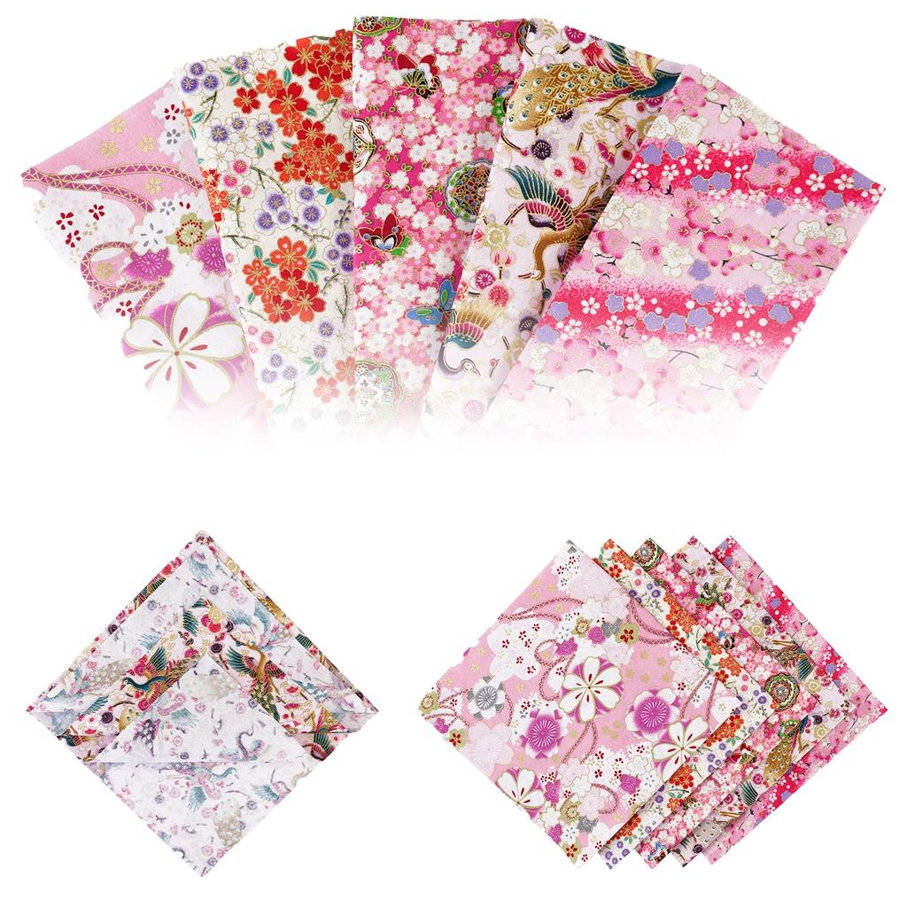 JnTech Japanese Pattern Fabric Scraps for 20x25cm with Cherry with Japanese Floral Metallic and Cut Stylish for Small Floral Sewing Stuffed Lucky