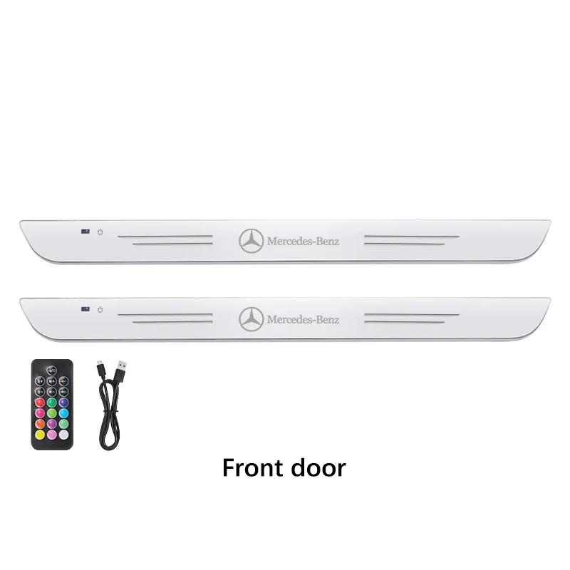 Hrmfq5 Car Sticker For Mercedes Benz Car LED Wireless Welcome Pedal Light Door Sill Light For Mercedes-Benz AMG A C E V Class GLA Sprin