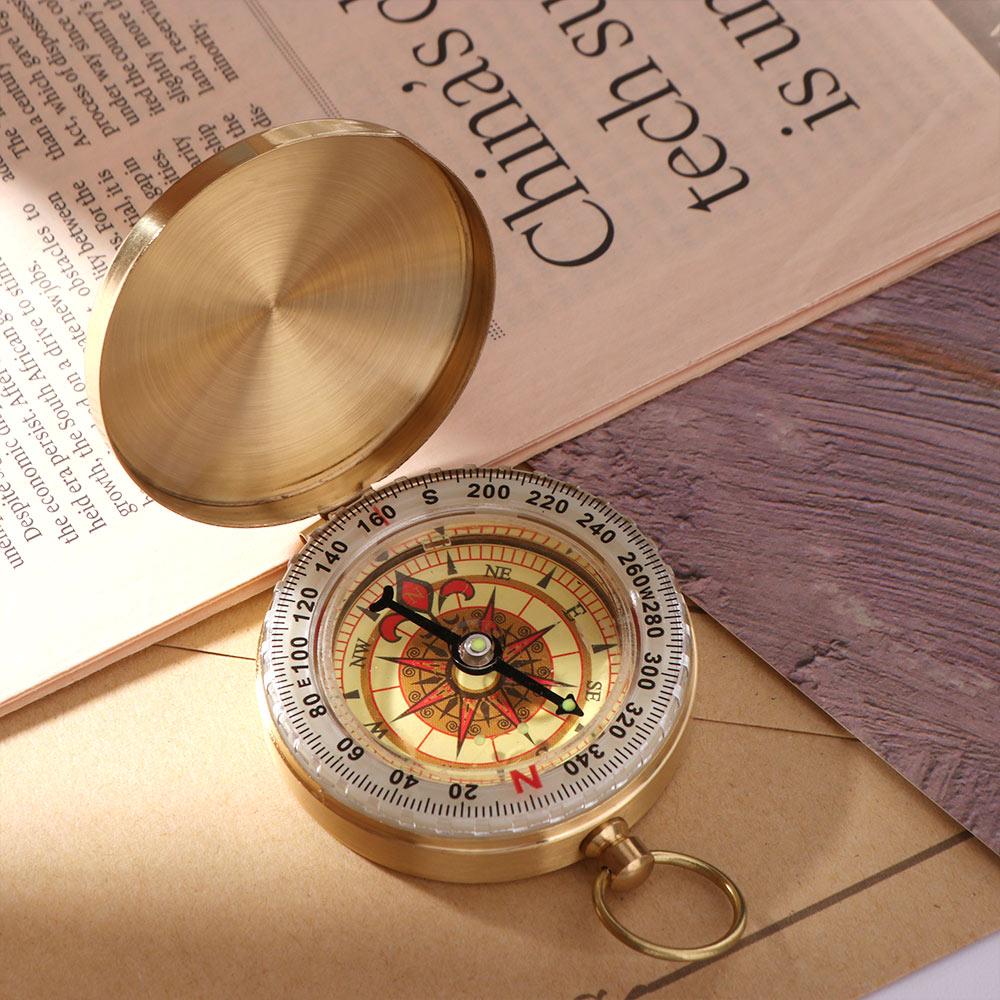 Luminous Pocket Compass Pure Copper Flip Compass Enhanced Navigation Compass  Outdoor Activities
